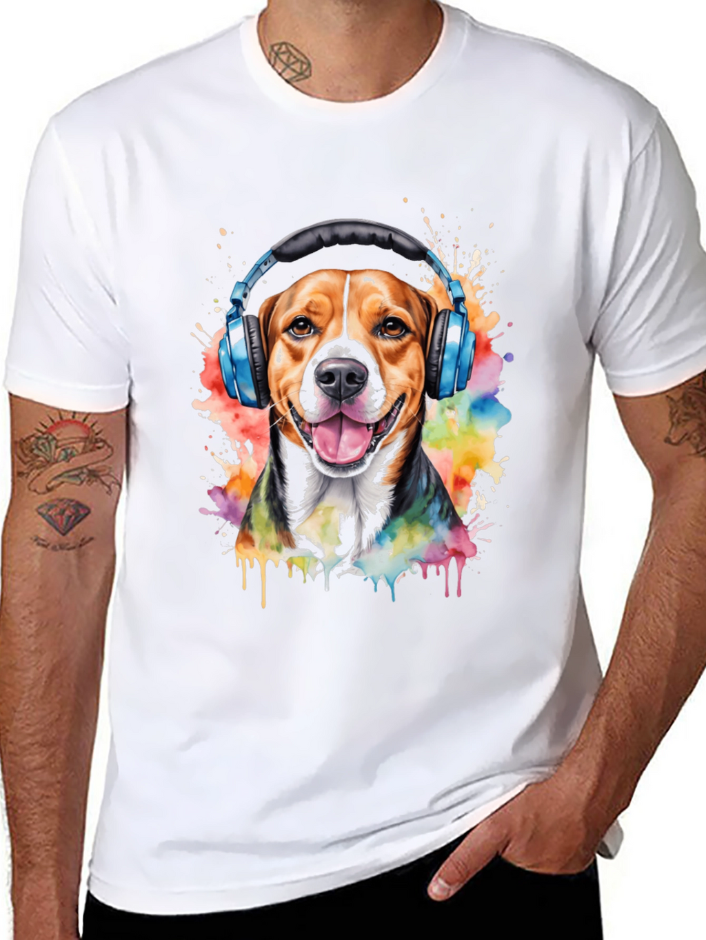 Dog with Headphones Graphic Tee