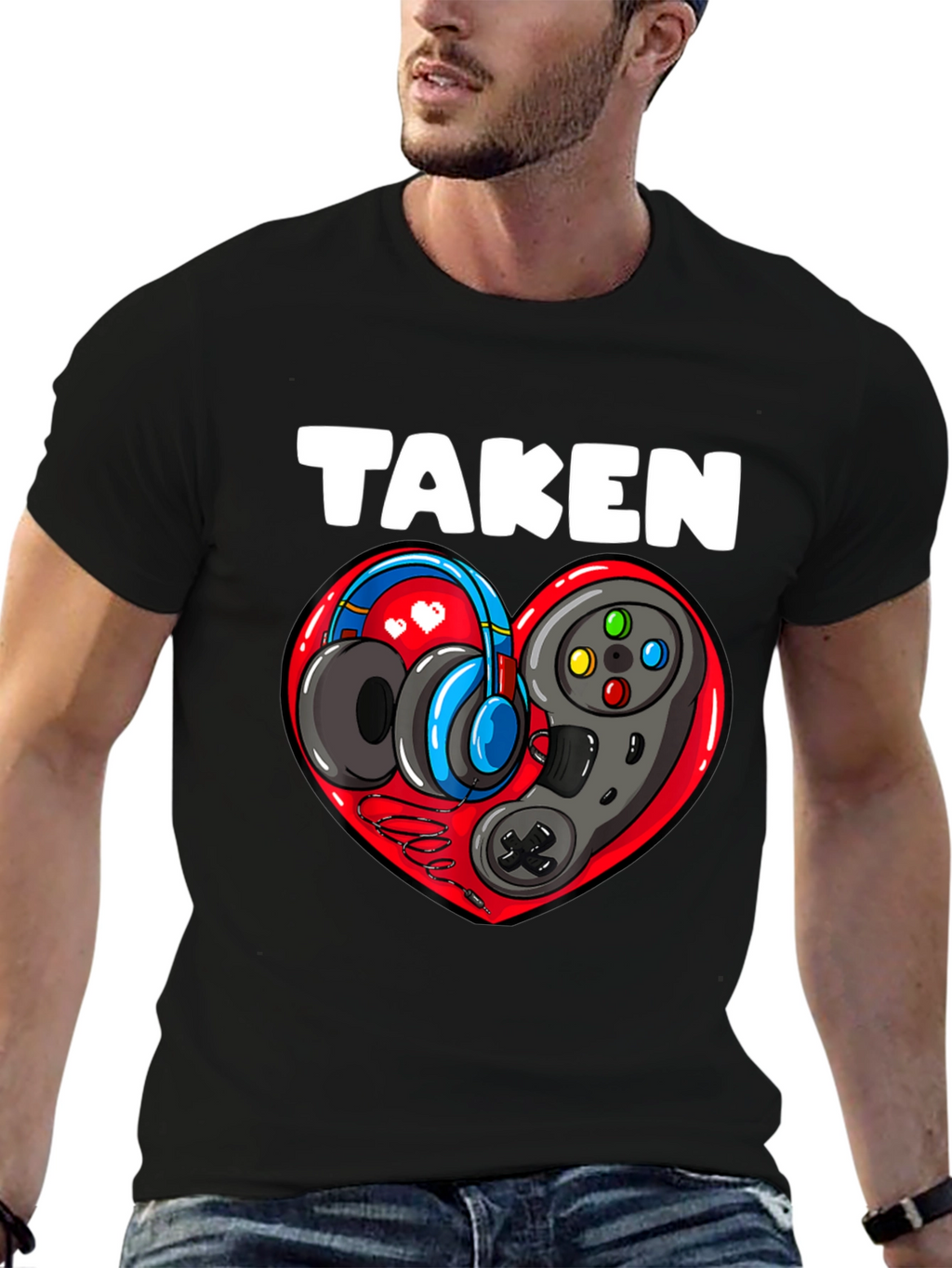 Taken Gamer Heart T-Shirt - Black