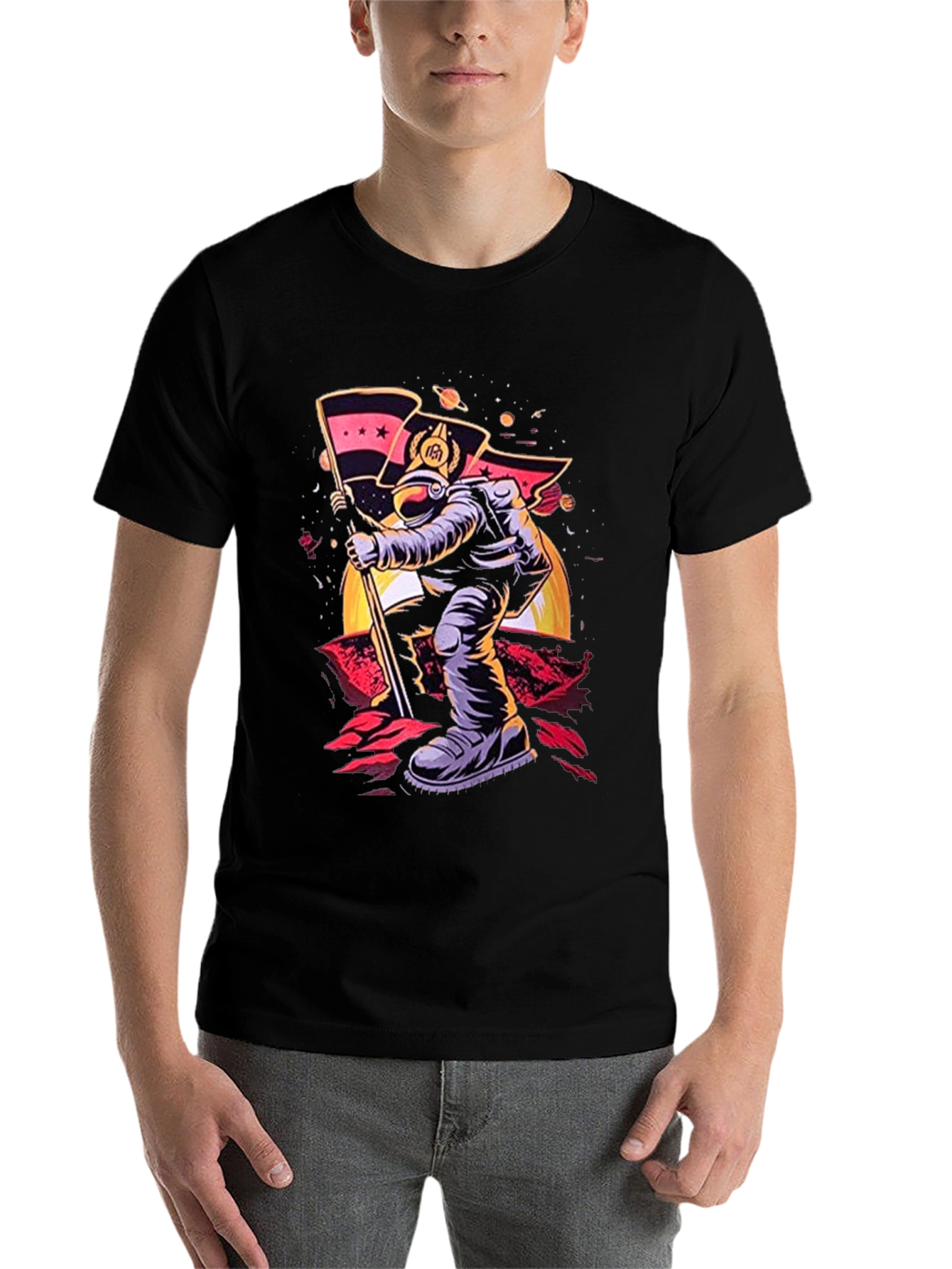 Astronaut Flag T-Shirt - Space Explorer Tee
