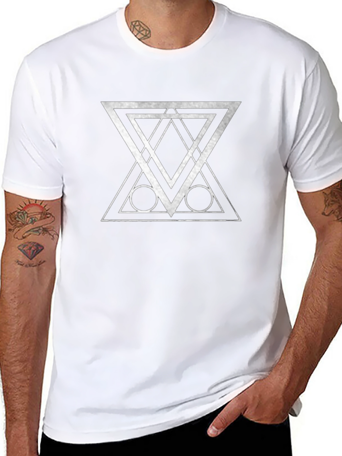 Geometric Graphic Print Black T-Shirt