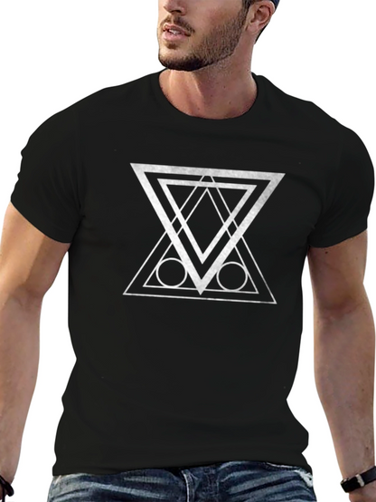 Geometric Graphic Print Black T-Shirt