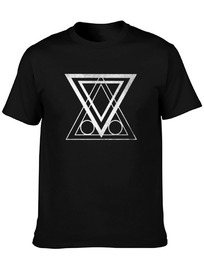 Geometric Graphic Print Black T-Shirt
