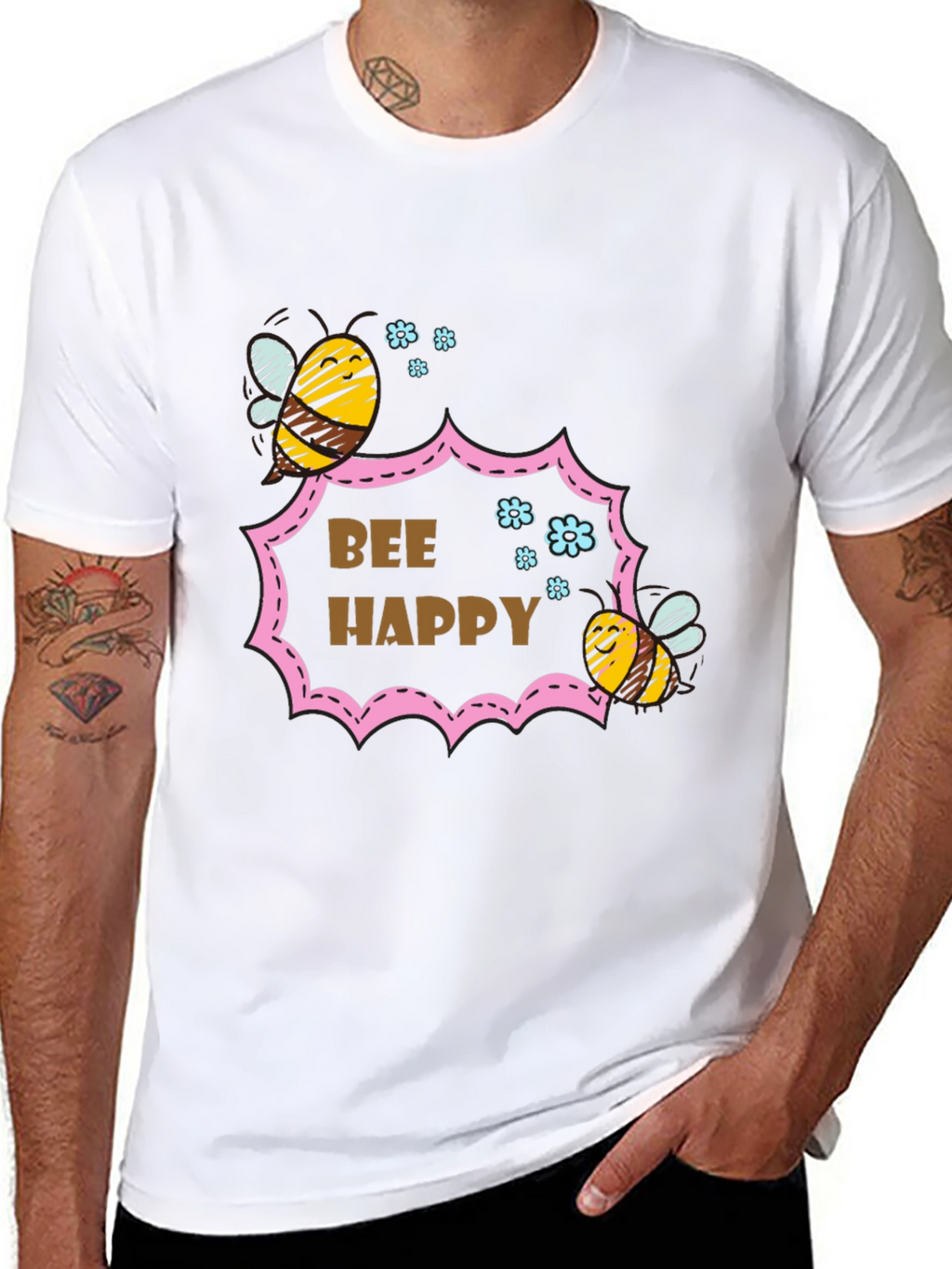 Bee Happy Graphic T-Shirt - Stylish Cotton Tee