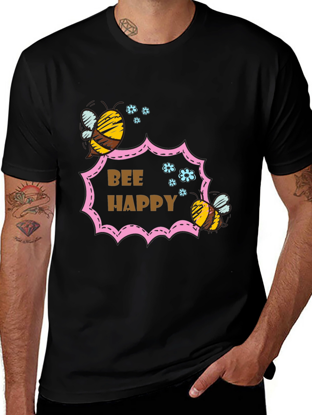 Bee Happy Graphic T-Shirt - Stylish Cotton Tee