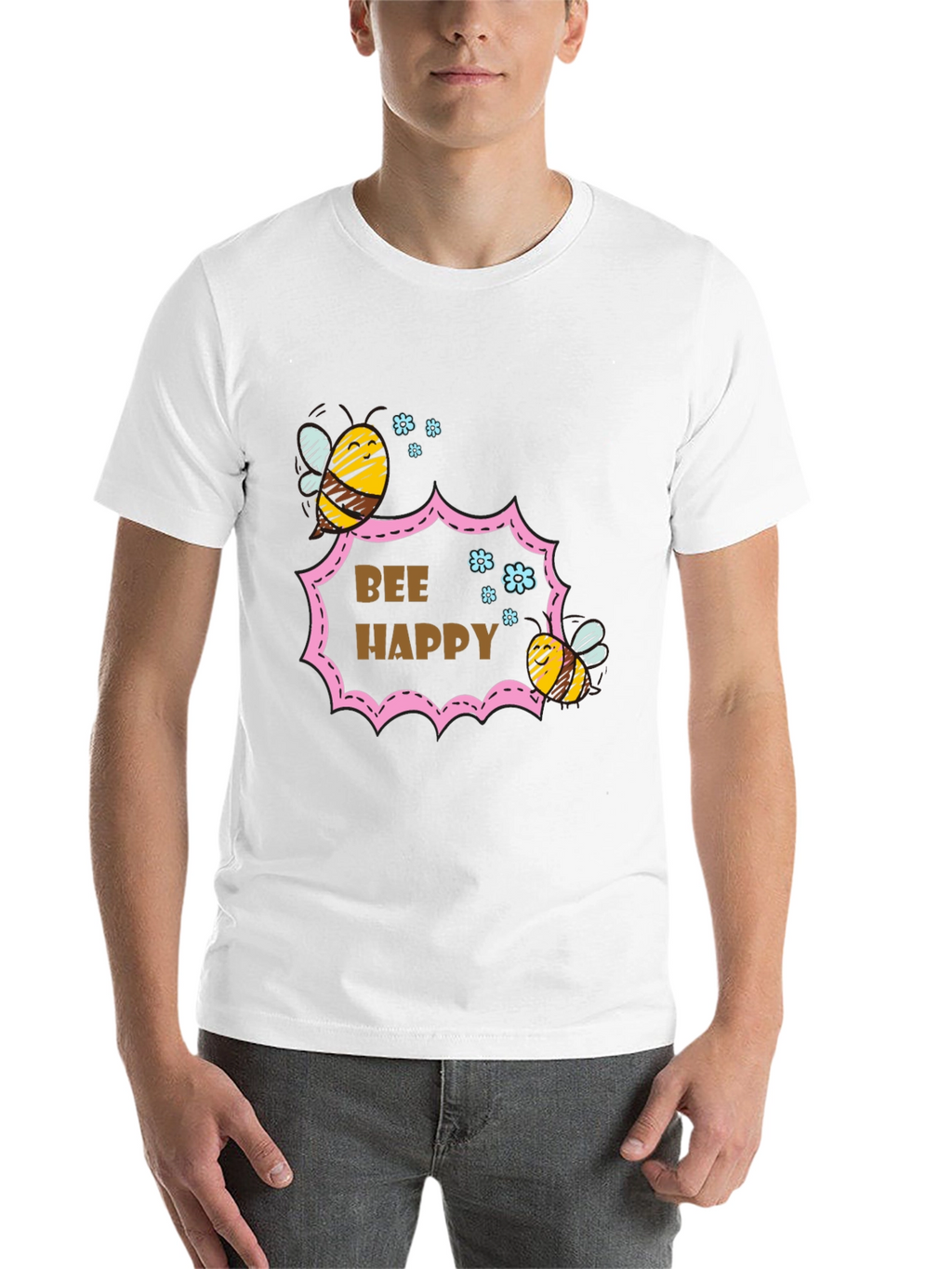 Bee Happy Graphic T-Shirt - Stylish Cotton Tee