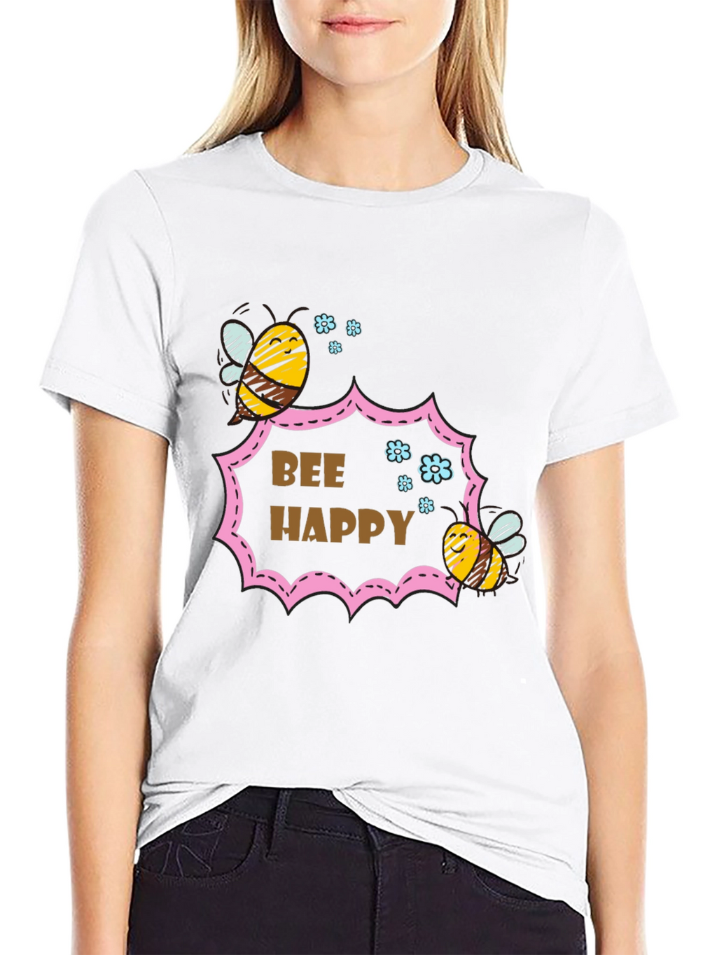 Bee Happy Graphic T-Shirt - Stylish Cotton Tee