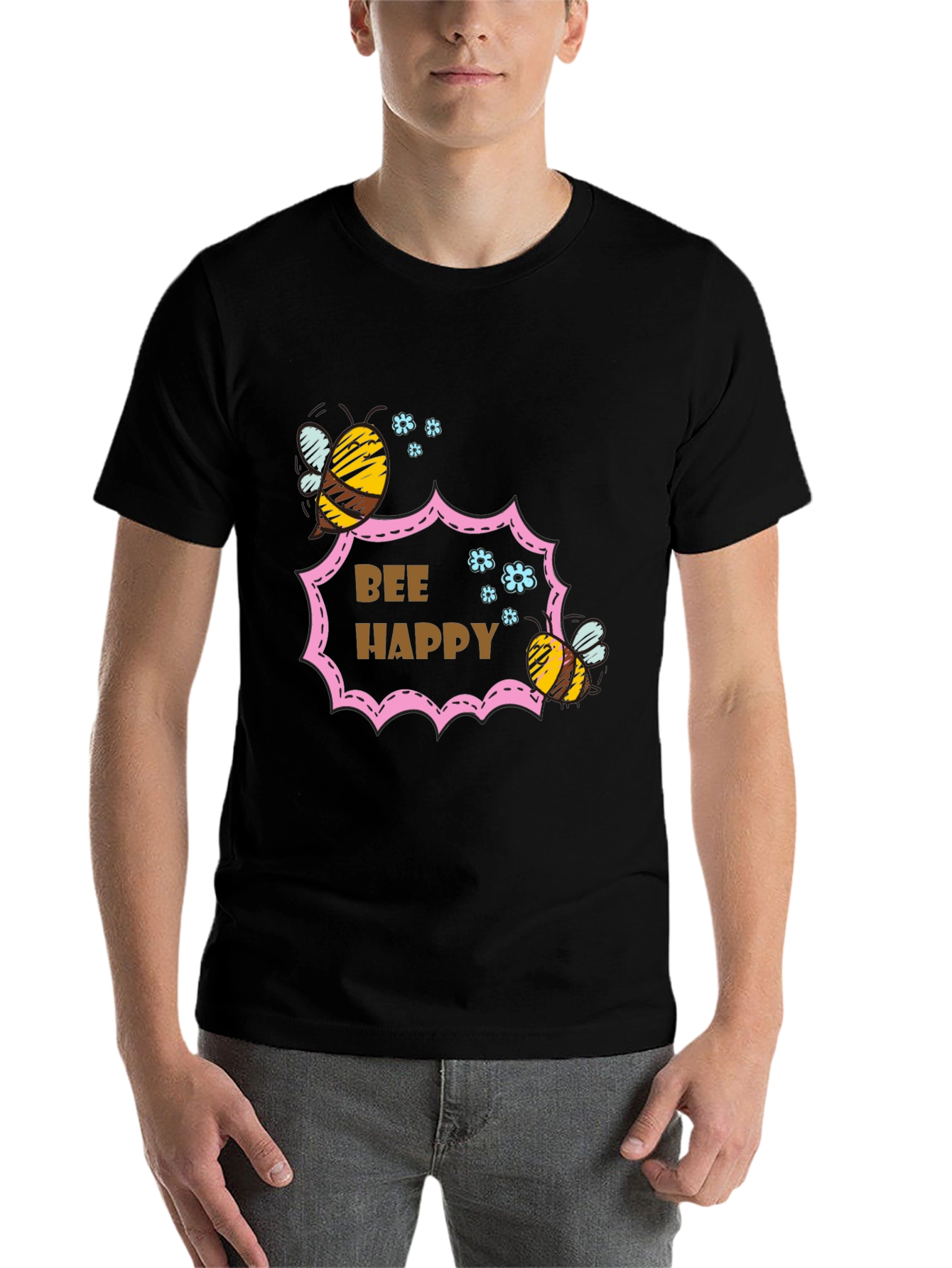 Bee Happy Graphic T-Shirt - Stylish Cotton Tee