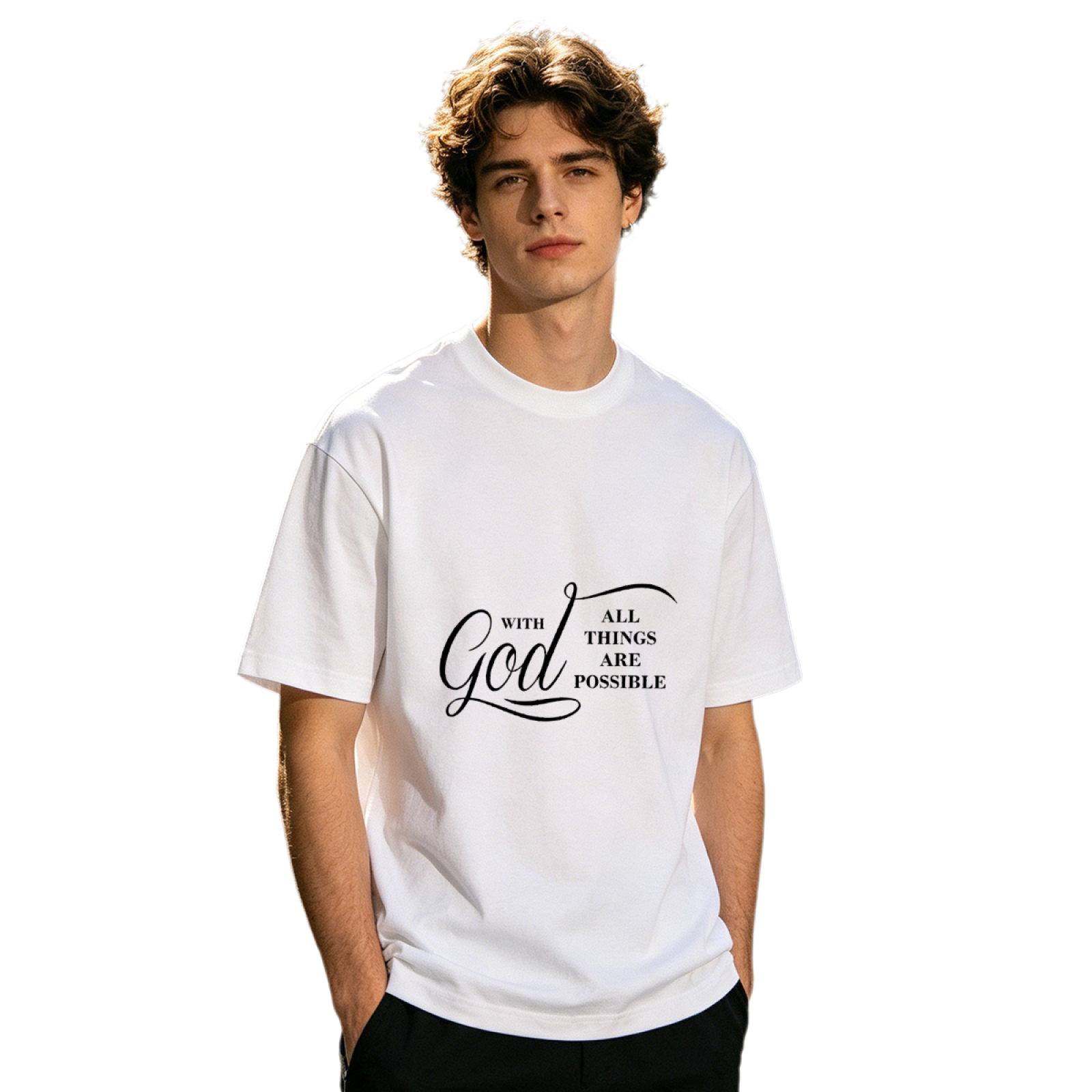 Men's Dark Tone God All Things Are Possible Faith Minimal Tee