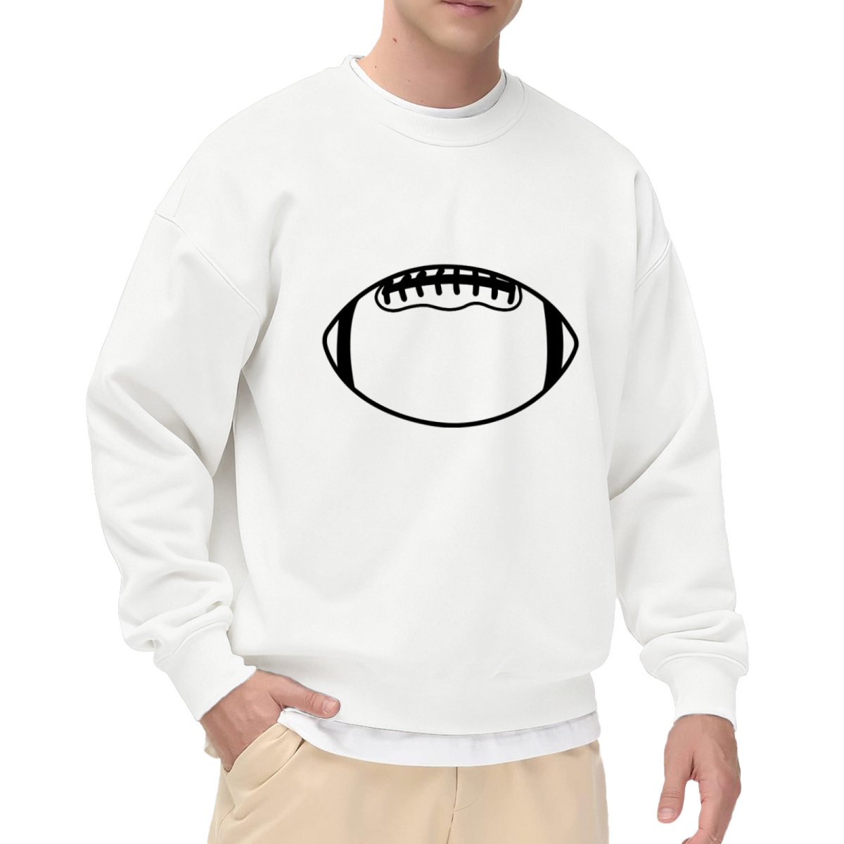 American Football Minimal Crewneck Sweatshirt - Simple Classic Football Graphic, Sports Lover Pullover, Game Day Top