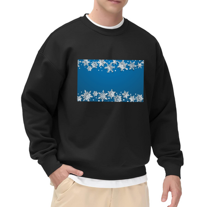 Winter Snowflake Border Crewneck Sweatshirt for Cozy Festive Seasons, Holiday Snowflake Pattern Pullover, Christmas New Year Gift Idea
