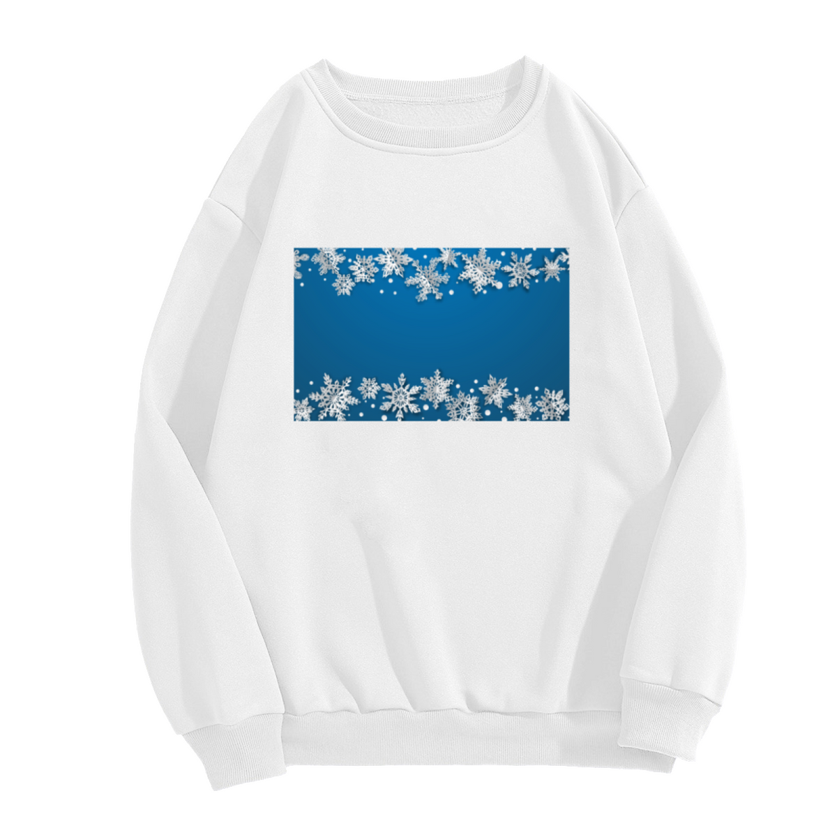 Winter Snowflake Border Crewneck Sweatshirt for Cozy Festive Seasons, Holiday Snowflake Pattern Pullover, Christmas New Year Gift Idea