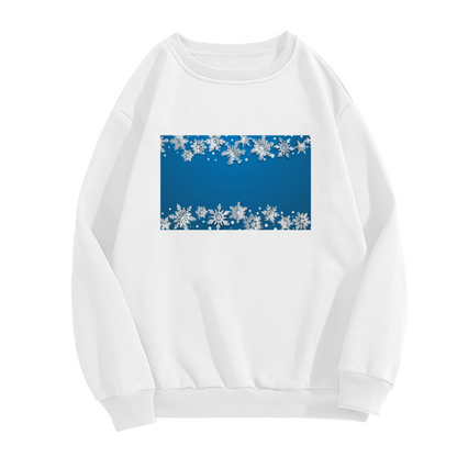 Winter Snowflake Border Crewneck Sweatshirt for Cozy Festive Seasons, Holiday Snowflake Pattern Pullover, Christmas New Year Gift Idea