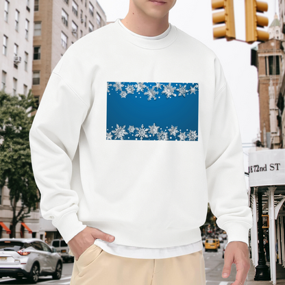 Winter Snowflake Border Crewneck Sweatshirt for Cozy Festive Seasons, Holiday Snowflake Pattern Pullover, Christmas New Year Gift Idea