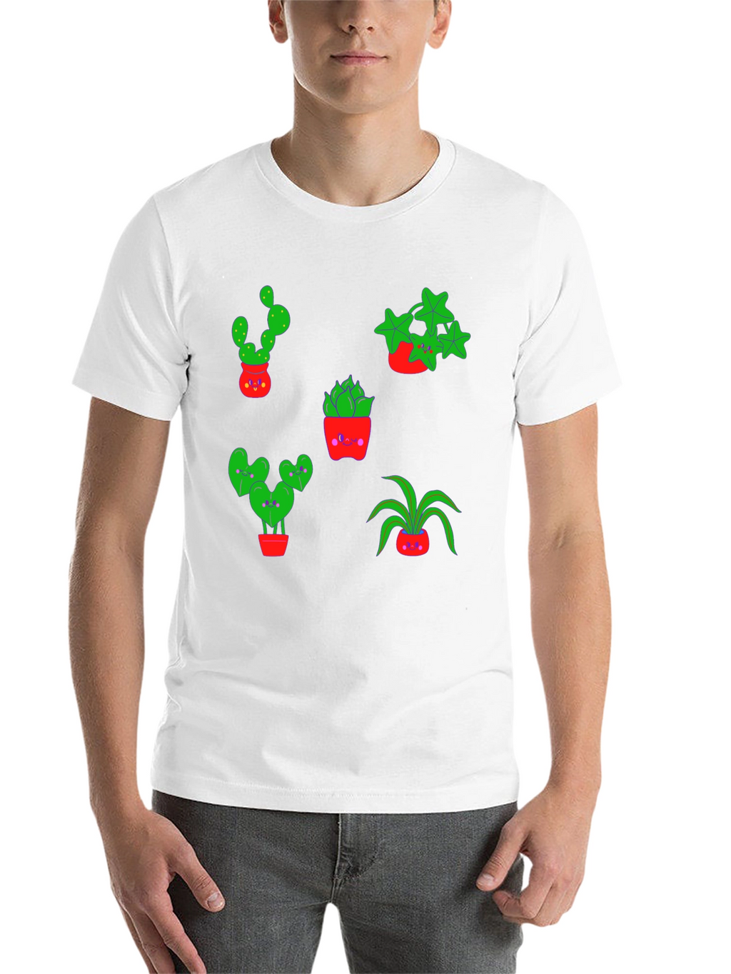 Cute Plants Graphic Tee - Black