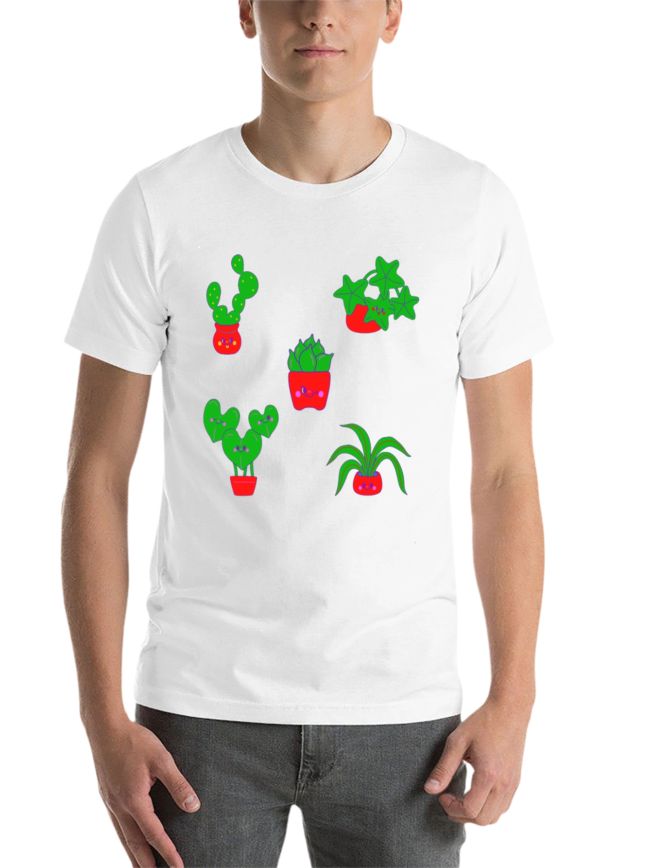 Cute Plants Graphic Tee - Black