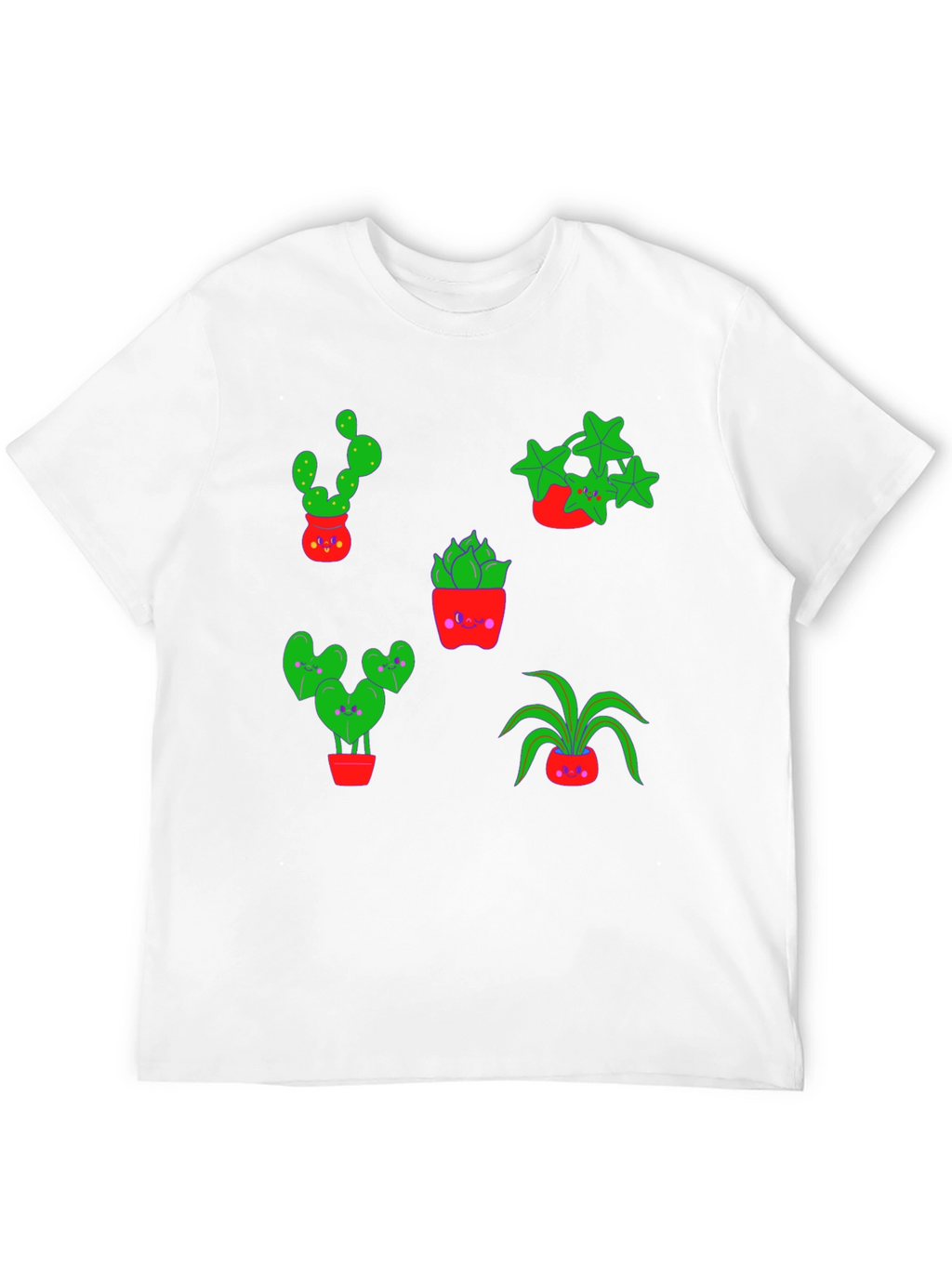 Cute Plants Graphic Tee - Black