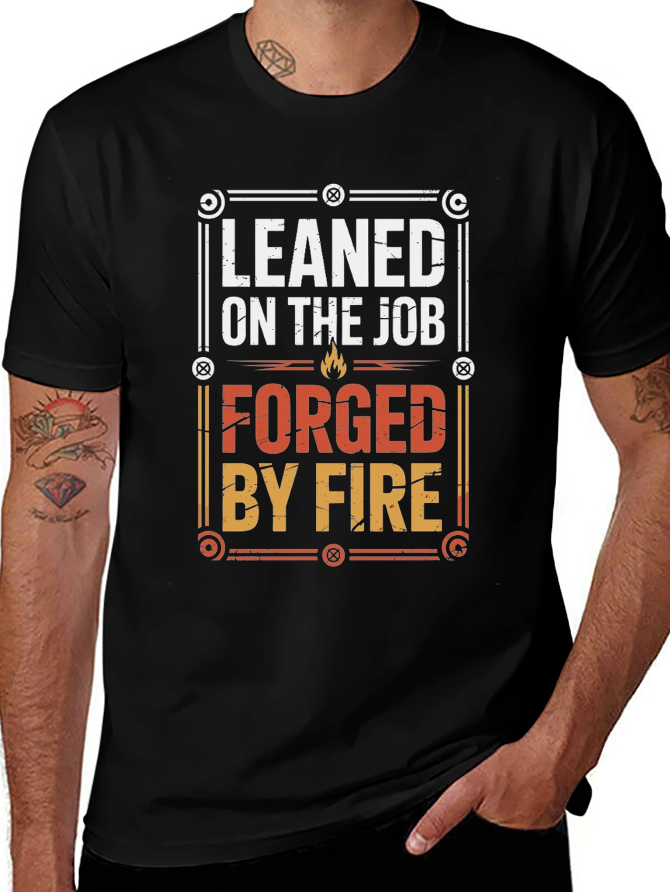 Leaned on The Job Forged By Fire Black T-Shirt