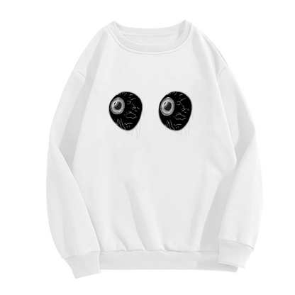 Cracked Eyeballs Sweatshirt | Creepy Cartoon Eye Graphic Crewneck, Dark Gothic Pullover Top, Halloween Gift for Spooky Style Lovers