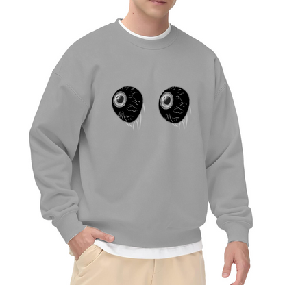 Cracked Eyeballs Sweatshirt | Creepy Cartoon Eye Graphic Crewneck, Dark Gothic Pullover Top, Halloween Gift for Spooky Style Lovers