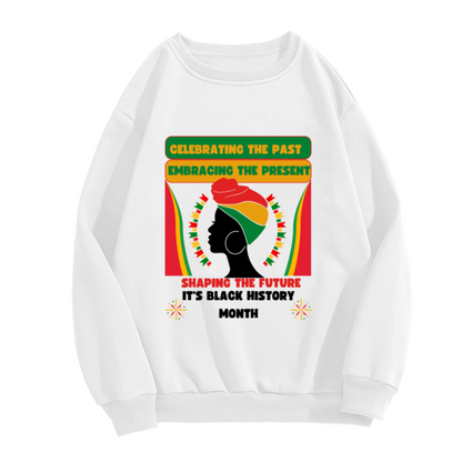 Black History Month Celebrating The Past Crewneck Sweatshirt - Pan-African Colors Pride Pullover, Heritage Graphic Top