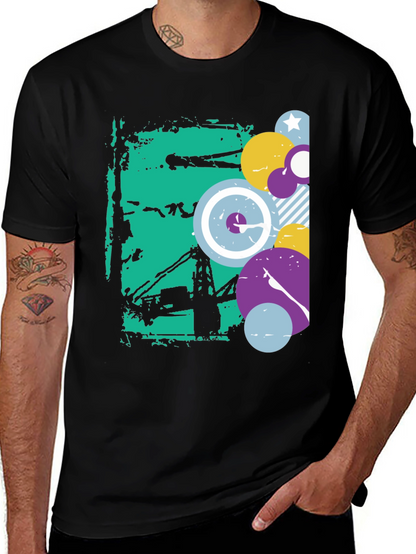 Abstract Graphic Black Crew Neck T-Shirt