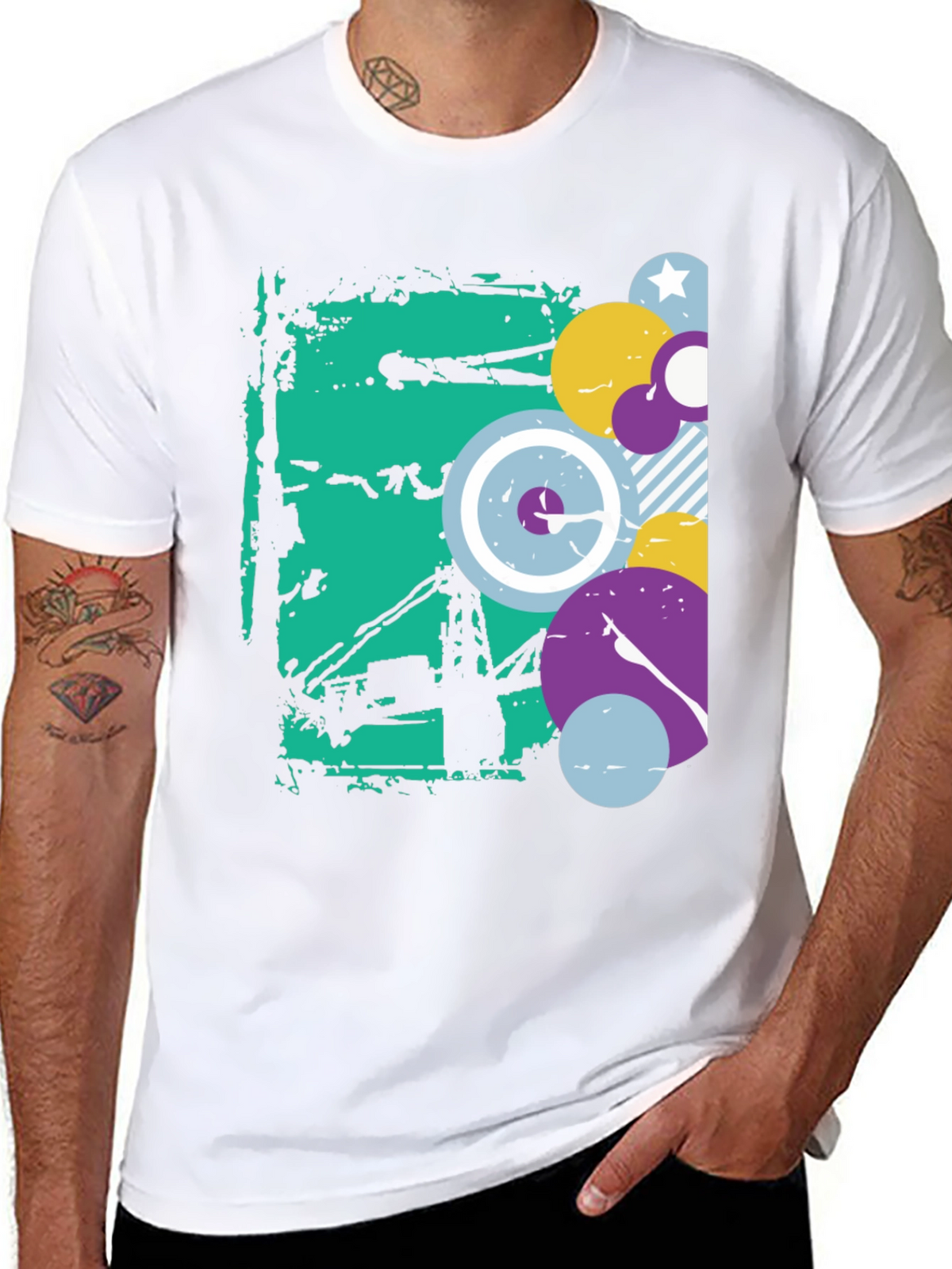 Abstract Graphic Black Crew Neck T-Shirt