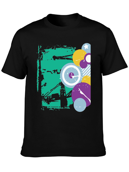 Abstract Graphic Black Crew Neck T-Shirt