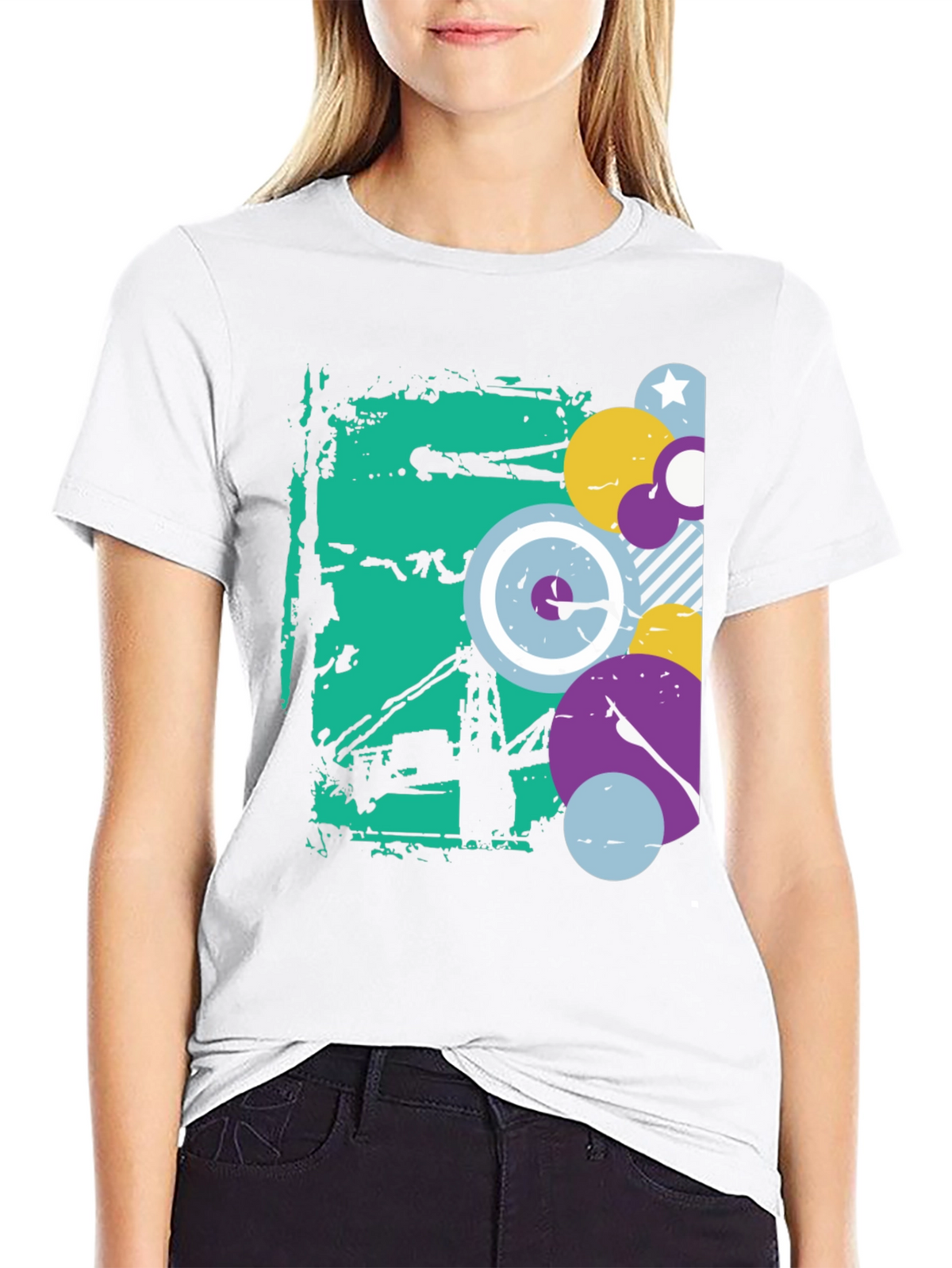 Abstract Graphic Black Crew Neck T-Shirt