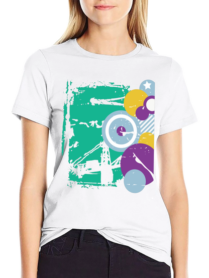 Abstract Graphic Black Crew Neck T-Shirt