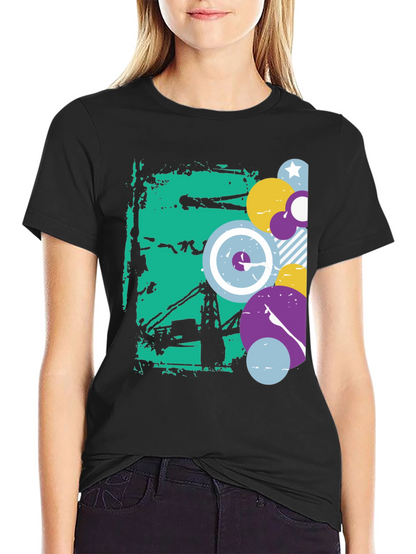 Abstract Graphic Black Crew Neck T-Shirt