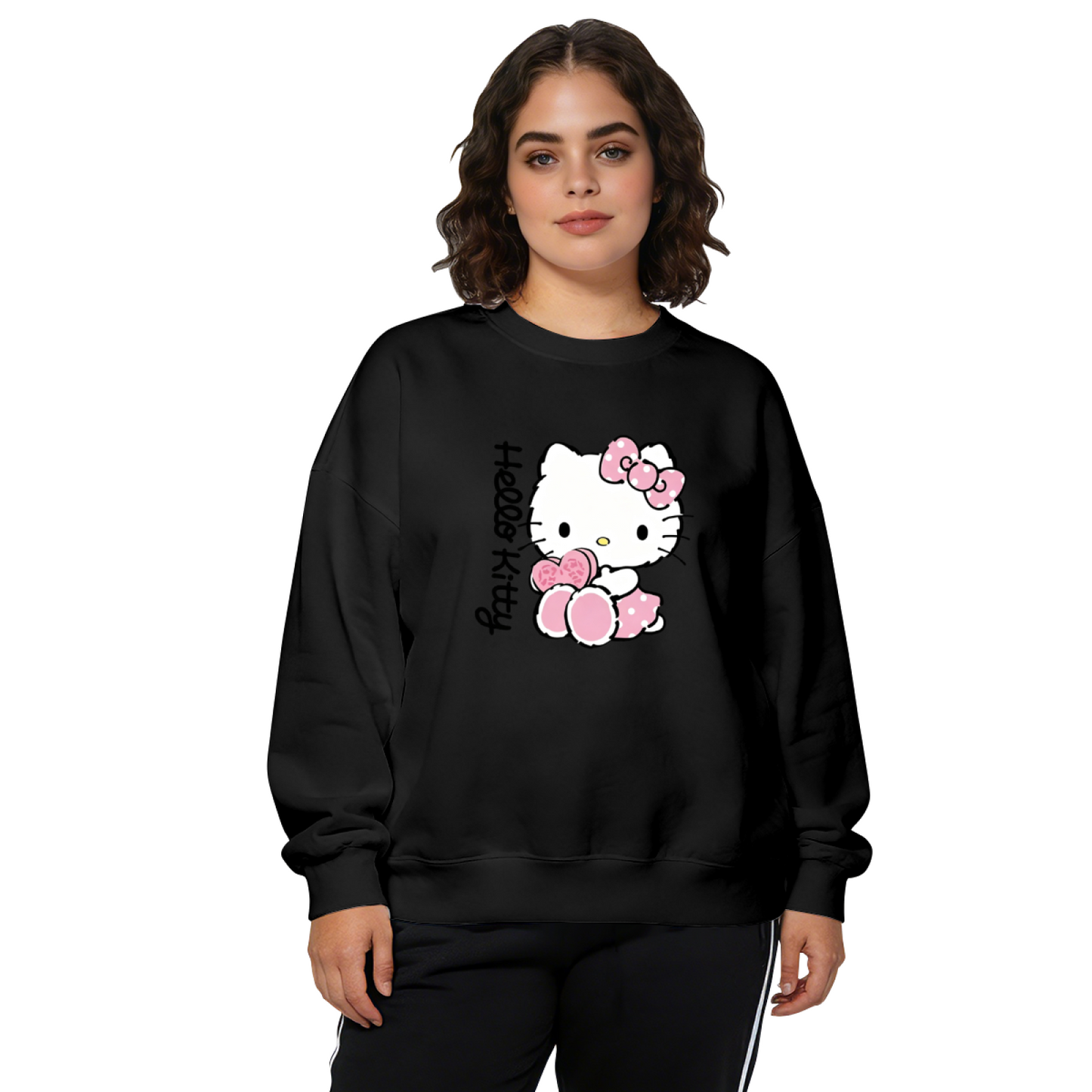 Adorable Heart?Paw Hello Kitty Casual Crewneck Sweatshirt