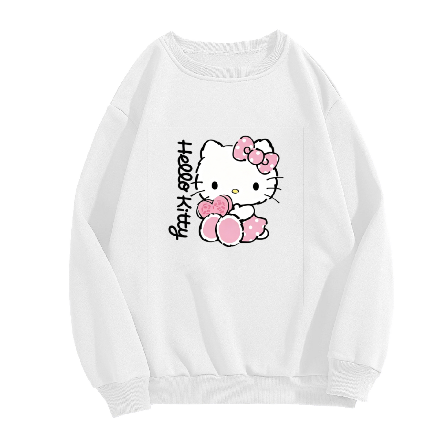 Adorable Heart?Paw Hello Kitty Casual Crewneck Sweatshirt