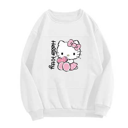 Adorable Heart?Paw Hello Kitty Casual Crewneck Sweatshirt