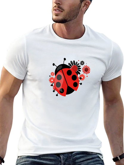Ladybug Flower Graphic Tee - Black