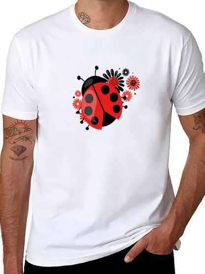 Ladybug Flower Graphic Tee - Black