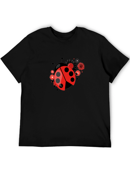 Ladybug Flower Graphic Tee - Black