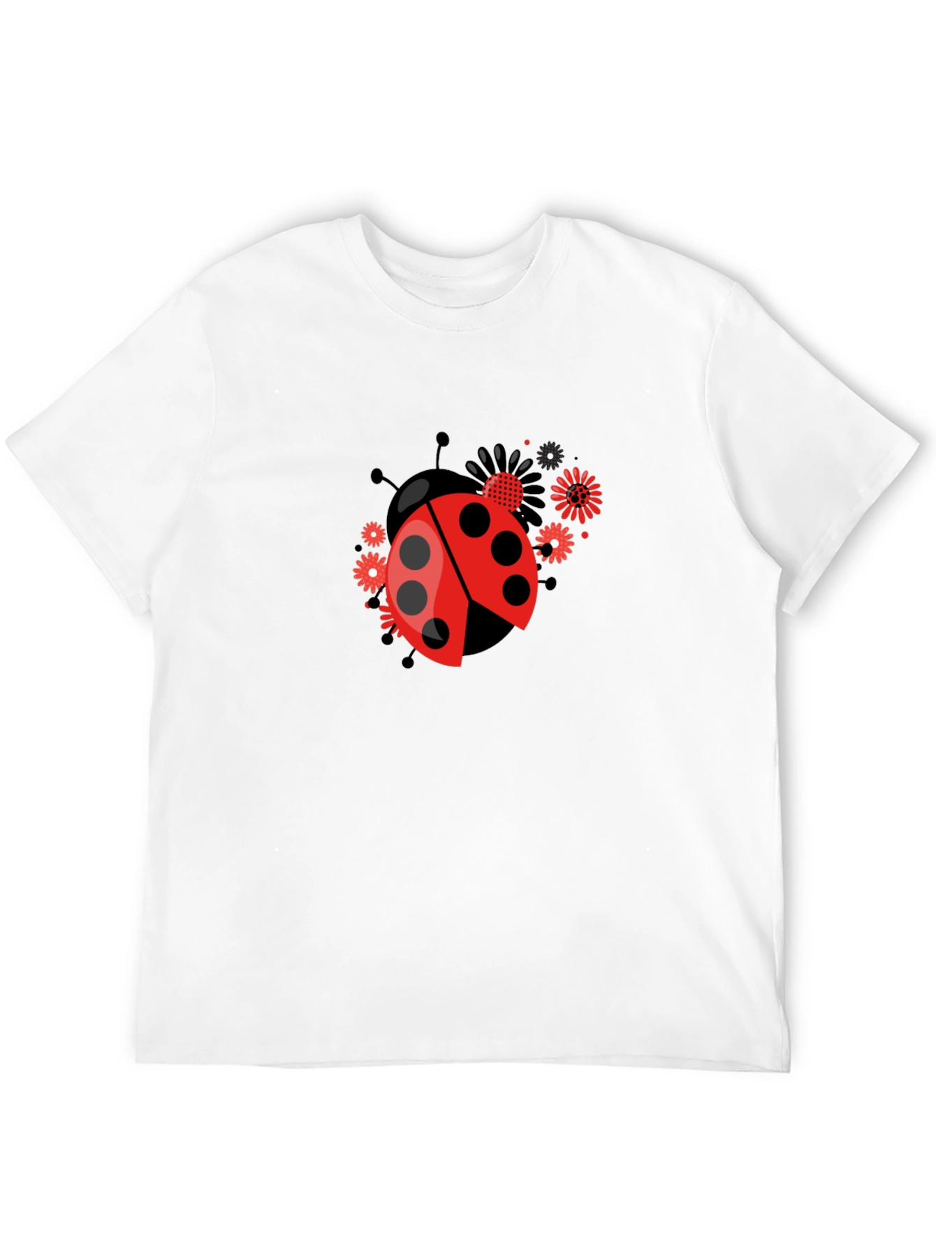 Ladybug Flower Graphic Tee - Black