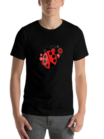 Ladybug Flower Graphic Tee - Black