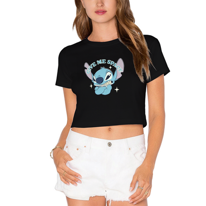Fresh Daisy Hello Kitty Green Crop Top Kawaii Cartoon Printed Cropped Tee