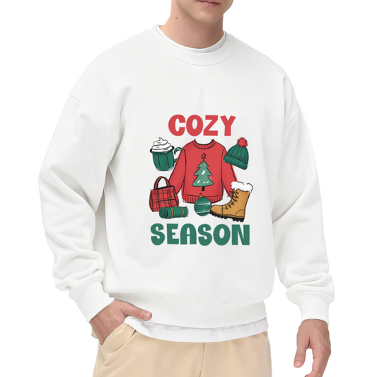 Cozy Season Crewneck Sweatshirt - Cute Christmas Hygge Graphic Pullover, Festive Winter Holiday Gift Top