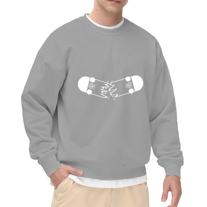 Broken Skateboard Crewneck Sweatshirt | Minimalist Streetwear Graphic Pullover, Monochrome Skate Art Top, Skater Gift