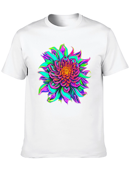 Vibrant Floral Graphic Black T-Shirt