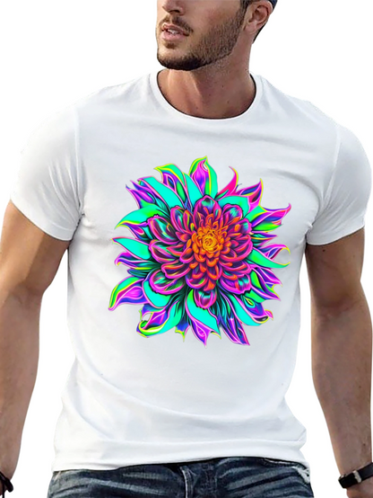 Vibrant Floral Graphic Black T-Shirt