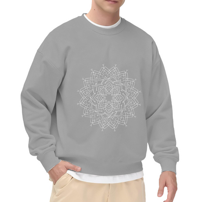 Geometric Mandala Star Crewneck Sweatshirt | Minimalist Sacred Geometry Line Art Pullover, Abstract Pattern Streetwear Top, Spiritual Gift