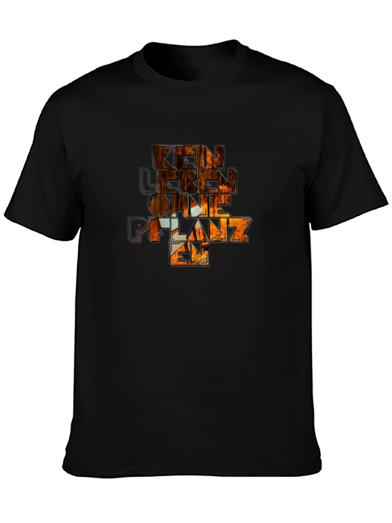 Kein Leben Ohne Pflanze T-Shirt - Black Crew Neck Tee