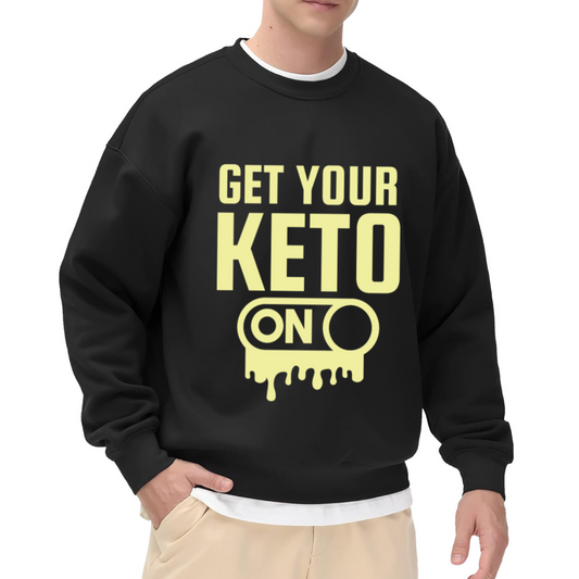 Get Your Keto On Toggle Switch Crewneck Sweatshirt | Funny Low Carb Diet Pullover, Keto Gift