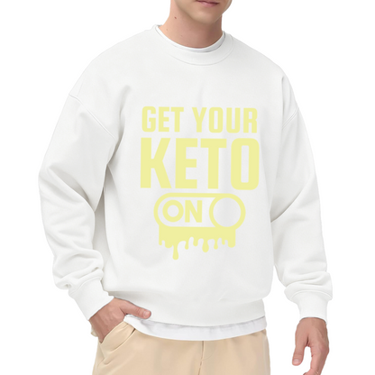 Get Your Keto On Toggle Switch Crewneck Sweatshirt | Funny Low Carb Diet Pullover, Keto Gift