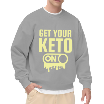 Get Your Keto On Toggle Switch Crewneck Sweatshirt | Funny Low Carb Diet Pullover, Keto Gift