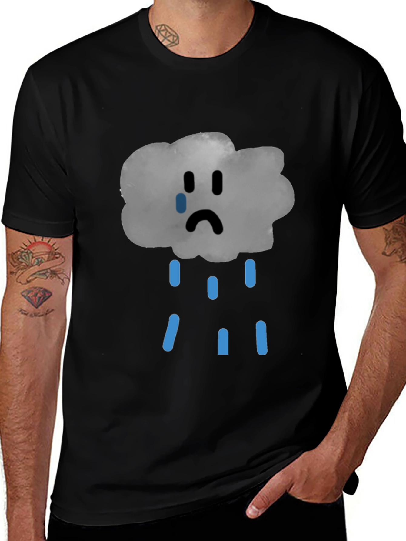 Sad Cloud Graphic Tee - Unisex Black T-Shirt