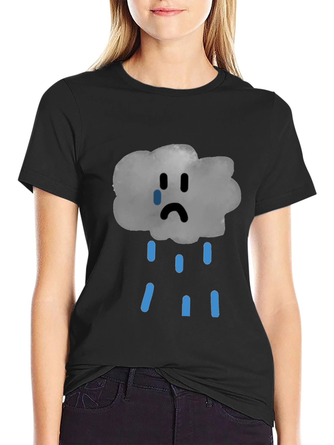 Sad Cloud Graphic Tee - Unisex Black T-Shirt